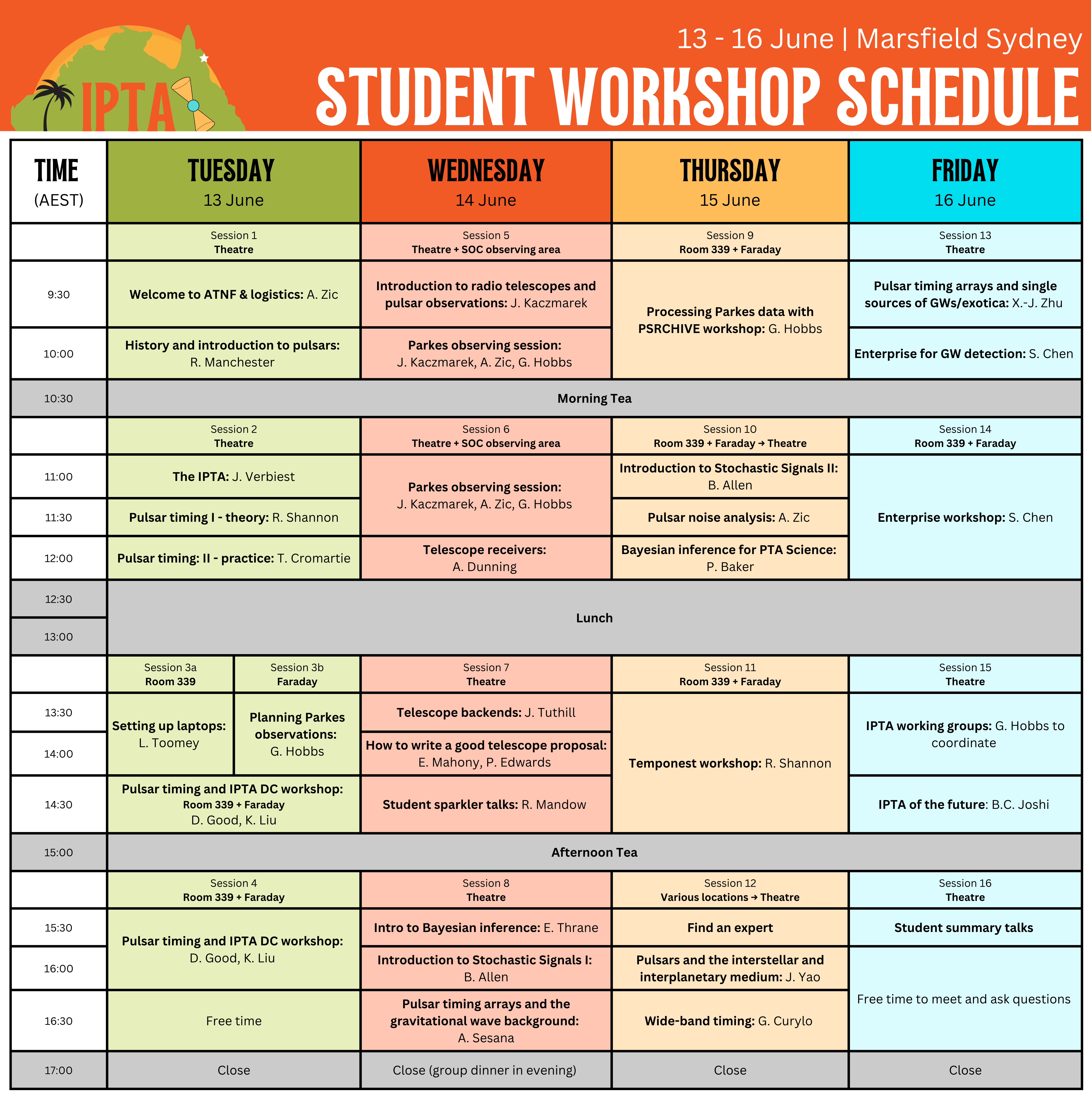 Schedule for the student week. Click image for a readable PDF. 